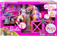Barbie Zestaw Stadnina Koni do stylizacji lalka 2 konie i akcesoria HGB58
