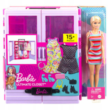 Barbie Zestaw Szafa garderoba z ubrankami akcesoriami Lalka HJL66