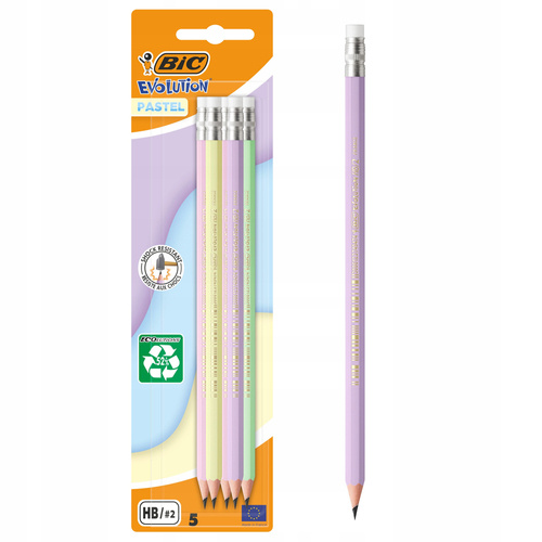 BIC Evolution Ołówek z gumką HB Pastel blister 5 szt.