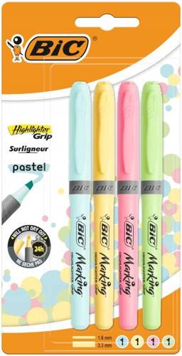 BIC HIGHLIGHTER GRIP PASTEL 4 KOLORY ZAKREŚLACZ