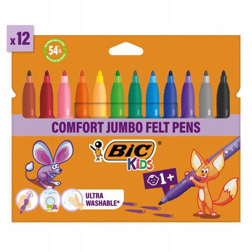 BIC Kids Flamastry Mazaki Kid Comfort Grip Jumbo Couleur Baby 12 kolorów