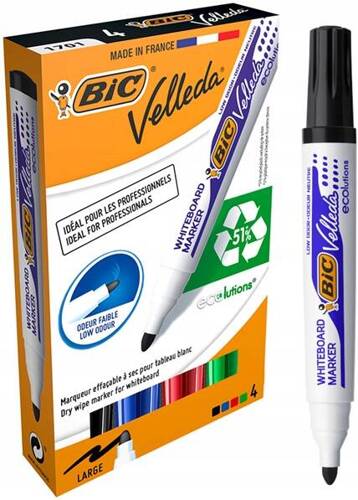 BIC VELLEDA MARKER SUCHOŚCIERALNY DO TABLIC 4 KOL