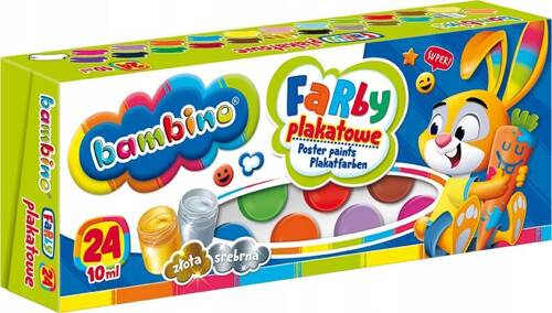 Bambino Farby Plakatowe 24 kolory 10 ml. złota i srebrna