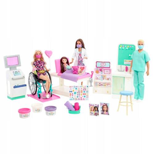 Barbie Ekskluzywny Zestaw Szpital Klinika Medyczna 4 Lalki HKB02