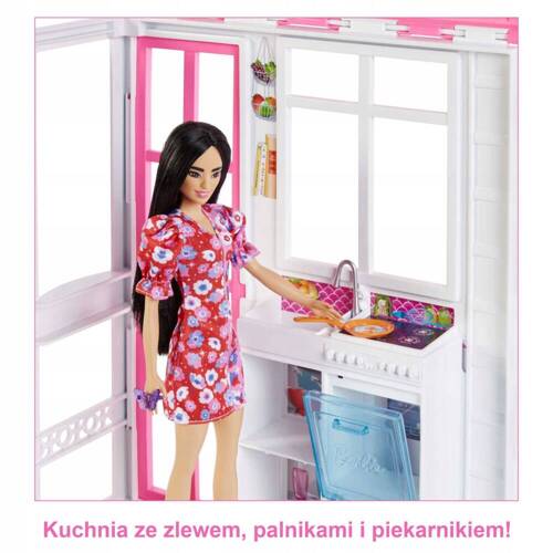 Barbie Kompaktowy dom domek dla lalek rozkładany + lalka HCD48