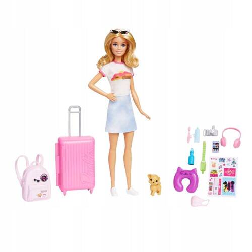 Barbie Malibu Lalka w podróży z pieskiem HYJ18