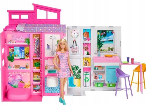 Barbie Przytulny Domek Lalka Barbie w zestawie HRJ77