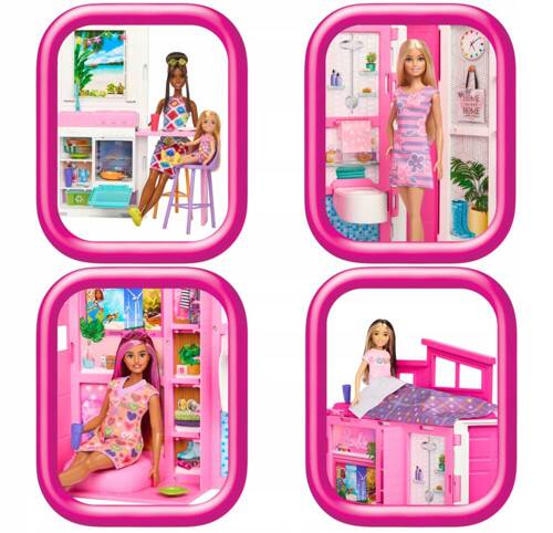 Barbie Przytulny Domek Lalka Barbie w zestawie HRJ77