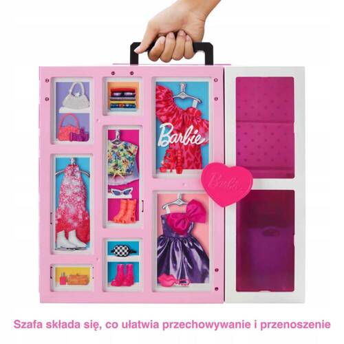 Barbie Zestaw Garderoba Szafa z ubrankami akcesoriami Lalka HGX57