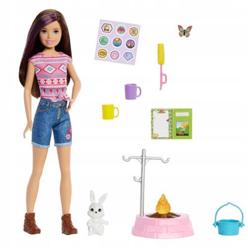 Barbie Zestaw Kemping Lalka Skipper i króliczek HDF71