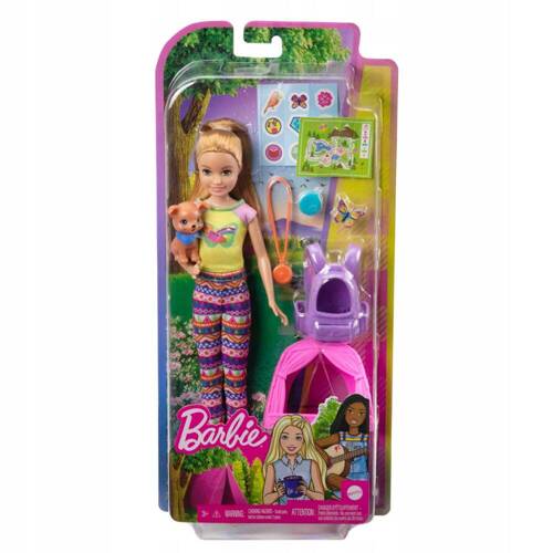 Barbie Zestaw Kemping Lalka Stacie i piesek HDF70