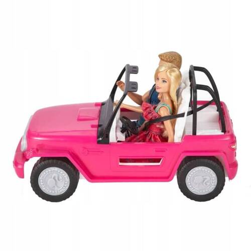 Barbie Zestaw Różowy Jeep Plażowy Lalka Barbie i Ken CJD12