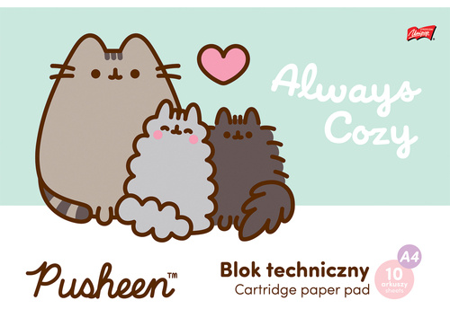 Blok Techniczny Biały A4 10 kartek Pusheen