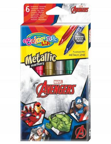 COLORINO AVENGERS FLAMASTRY METALICZNE 6 KOL 91512