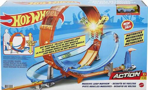 Hot Wheels Kaskaderska Gigapętla Zestaw torów z ogromną pętlą + autko HCB00