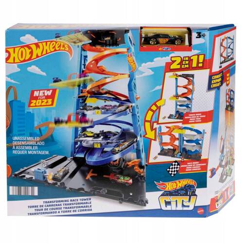 Hot Wheels Wyścigowa Wieża z transformacją 2w1 + autko HKX43