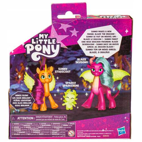 My Little Pony Magia Smoczego Światła 3 figurki świecą fluo Hasbro F8702