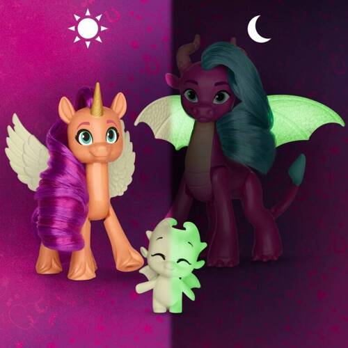 My Little Pony Magia Smoczego Światła 3 figurki świecą fluo Hasbro F8702