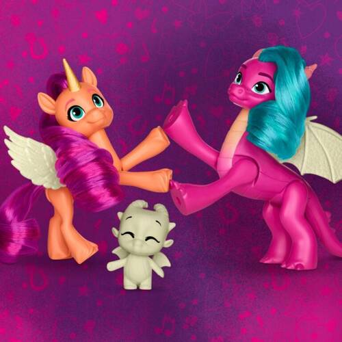 My Little Pony Magia Smoczego Światła 3 figurki świecą fluo Hasbro F8702