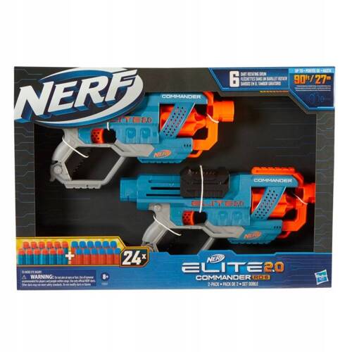 Nerf Elite 2.0 Blaster Wyrzutnia 2 x Commander RD-6 zestaw dla dwóch F2547