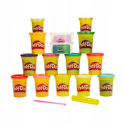 Play-Doh Ciastolina Zestaw Magiczny Blask 15 tub błysk brokat Hasbro F3612