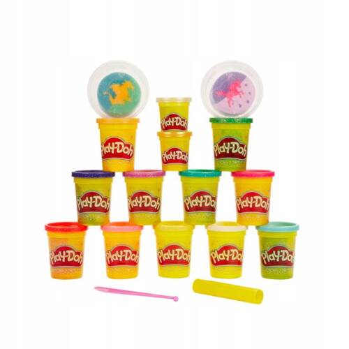 Play-Doh Ciastolina Zestaw Magiczny Blask 15 tub błysk brokat Hasbro F3612