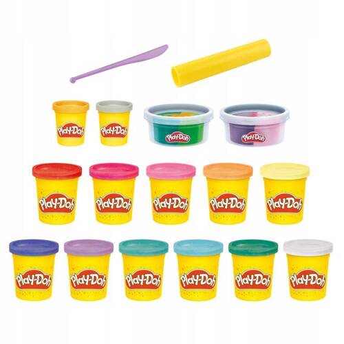 Play-Doh Ciastolina Zestaw Magiczny Blask 15 tub błysk brokat Hasbro F3612