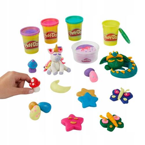 Play-Doh Ciastolina Zestaw Magiczny Blask 15 tub błysk brokat Hasbro F3612