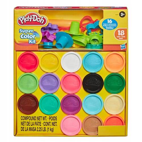 Play-Doh Ciastolina Zestaw Super Color Kit 18 tub + 16 akcesoriów A4897